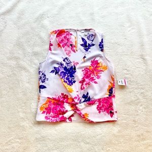 Bar III floral print twist front sleeveless blouse